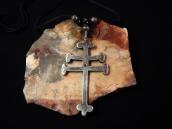 【Greg Lewis】 Acoma Dragonfly Cross Necklace w/Vintage Beads