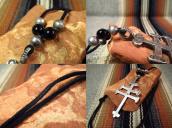 【Greg Lewis】 Acoma Dragonfly Cross Necklace w/Vintage Beads