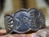 【GARDEN OF THE GODS】Repoused & Stamped Silver Cuff  c.1925～
