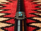Antique Navajo Silver Ring w/Sq. Persian Turquoise  c.1930～