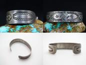 Antique Navajo 卍 & Hearts Stamped Ingot Silver Cuff  c.1925～