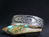 Antique Navajo 卍 & Hearts Stamped Ingot Silver Cuff  c.1925～