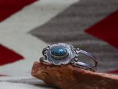 Atq Navajo 卍 Stamped Square Wire Cuff w/Gem Turquoise c.1930