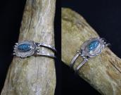 Atq Navajo 卍 Stamped Square Wire Cuff w/Gem Turquoise c.1930