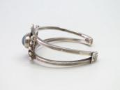 Atq Navajo 卍 Stamped Square Wire Cuff w/Gem Turquoise c.1930