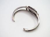 Atq Navajo 卍 Stamped Square Wire Cuff w/Gem Turquoise c.1930