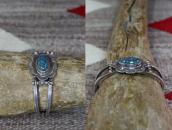 Atq Navajo 卍 Stamped Square Wire Cuff w/Gem Turquoise c.1930