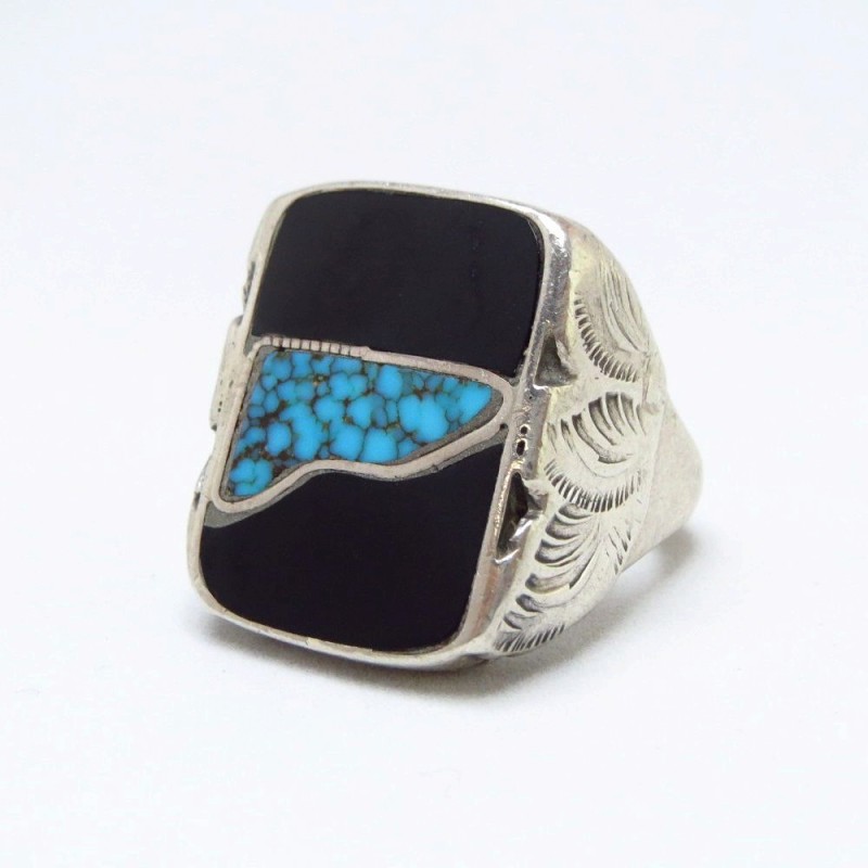 【Dan Simplicio】Zuni Antique Stone Inlay Silver Ring  c.1940～