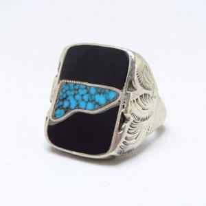 【Dan Simplicio】Zuni Antique Stone Inlay Silver Ring  c.1940～