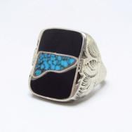 【Dan Simplicio】Zuni Antique Stone Inlay Silver Ring  c.1940～