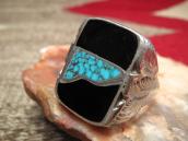 【Dan Simplicio】Zuni Antique Stone Inlay Silver Ring  c.1940～