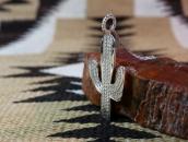 【Chris Billie】 Stamped Tufa Cast Silver Cactus Fob Necklace