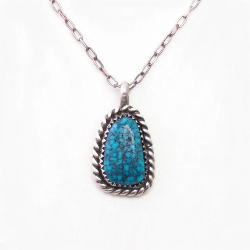 Vtg Navajo High Grade Kingman Turquoise Top Necklace c.1965～