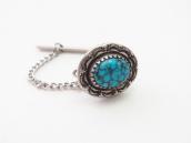 Vtg Navajo Gem Burnham Turquoise Concho Tie Tack Pin c.1955～