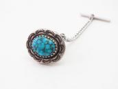 Vtg Navajo Gem Burnham Turquoise Concho Tie Tack Pin c.1955～