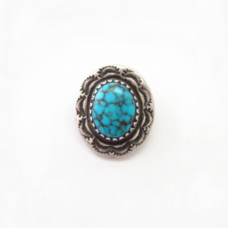 Vtg Navajo Gem Burnham Turquoise Concho Tie Tack Pin c.1955～