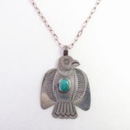 【UITA10】 Antique Thunderbird Shape Fob Necklace w/TQ c.1935～