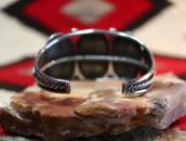 Atq Navajo Vermillion/Black PetrifiedWood Row Cuff c.1940～