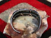 Atq Navajo Vermillion/Black PetrifiedWood Row Cuff c.1940～