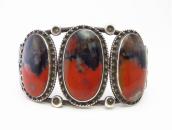 Atq Navajo Vermillion/Black PetrifiedWood Row Cuff c.1940～