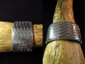 【Thomas Curtis】 Navajo Multi Stamped Heavy Silver Wide Cuff