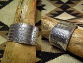 【Thomas Curtis】 Navajo Multi Stamped Heavy Silver Wide Cuff