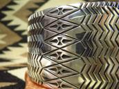 【Thomas Curtis】 Navajo Multi Stamped Heavy Silver Wide Cuff