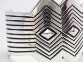 【Thomas Curtis】 ZigZag Edged Stamped Heavy Silver Wide Cuff