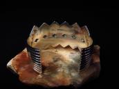 【Thomas Curtis】 ZigZag Edged Stamped Heavy Silver Wide Cuff