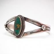 Vintage Navajo Split Band Silver Cuff Bracelet w/TQ  c.1955～