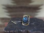 Vtg Navajo Candelaria Turquoise Tie Tack Pin in Brass c.1970