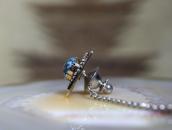 Vtg Navajo Candelaria Turquoise Tie Tack Pin in Brass c.1970