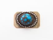 Vtg Navajo Candelaria Turquoise Tie Tack Pin in Brass c.1970