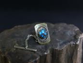 Vtg Navajo Candelaria Turquoise Tie Tack Pin in Brass c.1970