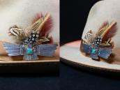 Atq Thunderbird Shape Pin w/Sq. Gem Quality Turquoise c.1930