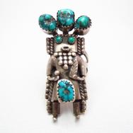 Vintage Kachina Silver Ring w/TQ  c.1950～