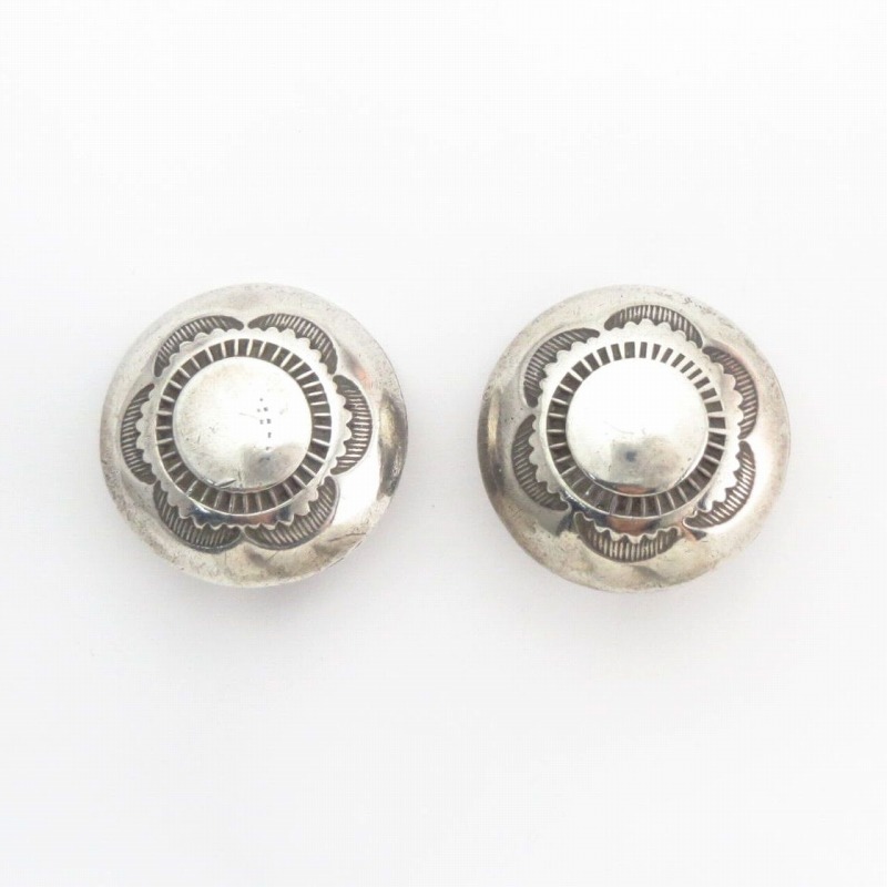 【Austin Wilson】 Vtg Stamped Concho Clip On Earrings  c.1950～