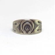Antique Naja Repouse & 卍 Stamped Silver Tourist Ring c.1925～
