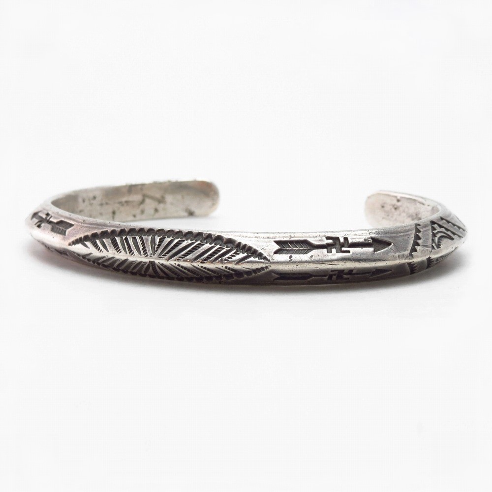 Atq Navajo 卍 Arrow Stamped Heavy Triangle Wire Cuff c.1920～