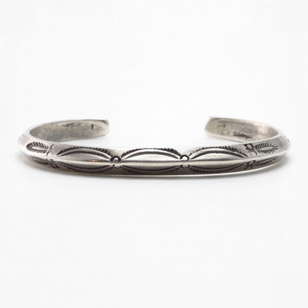 Atq Navajo/Pueblo Owl Stamped Ingot TriangleWire Cuff c.1920