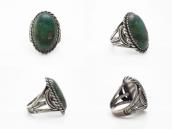 Antique Navajo Arrows Stamped Ring w/Green Turquoise c.1930～