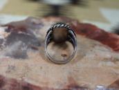 Antique Navajo Arrows Stamped Ring w/Green Turquoise c.1930～