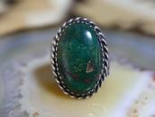 Antique Navajo Arrows Stamped Ring w/Green Turquoise c.1930～