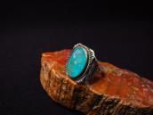 Vintage Navajo Pilot Mt. Turquoise Silver Men's Ring  c.1971