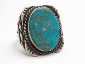 Vintage Navajo Pilot Mt. Turquoise Silver Men's Ring  c.1971