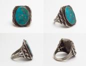 Vintage Navajo Pilot Mt. Turquoise Silver Men's Ring  c.1971