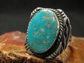 Vintage Navajo Pilot Mt. Turquoise Silver Men's Ring  c.1971