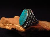 Vintage Navajo Pilot Mt. Turquoise Silver Men's Ring  c.1971