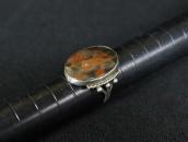 Atq Navajo Split Shank Silver Ring w/PetrifiedWood c.1940～