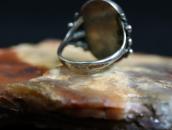 Atq Navajo Split Shank Silver Ring w/PetrifiedWood c.1940～
